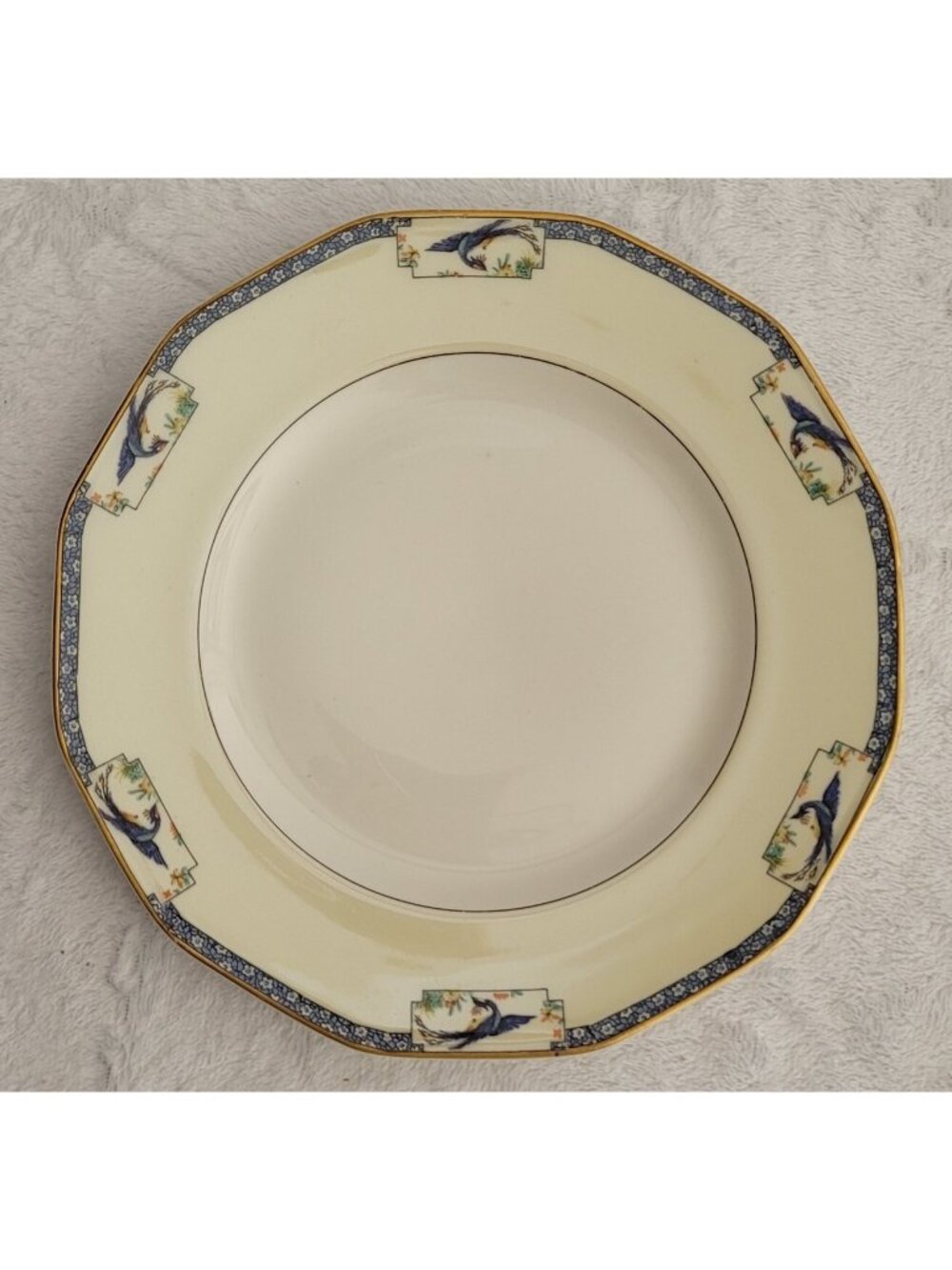 Antique 5 Theodore Haviland Limoges Calcutta Cream Peacock 8.5in Luncheon Plates
